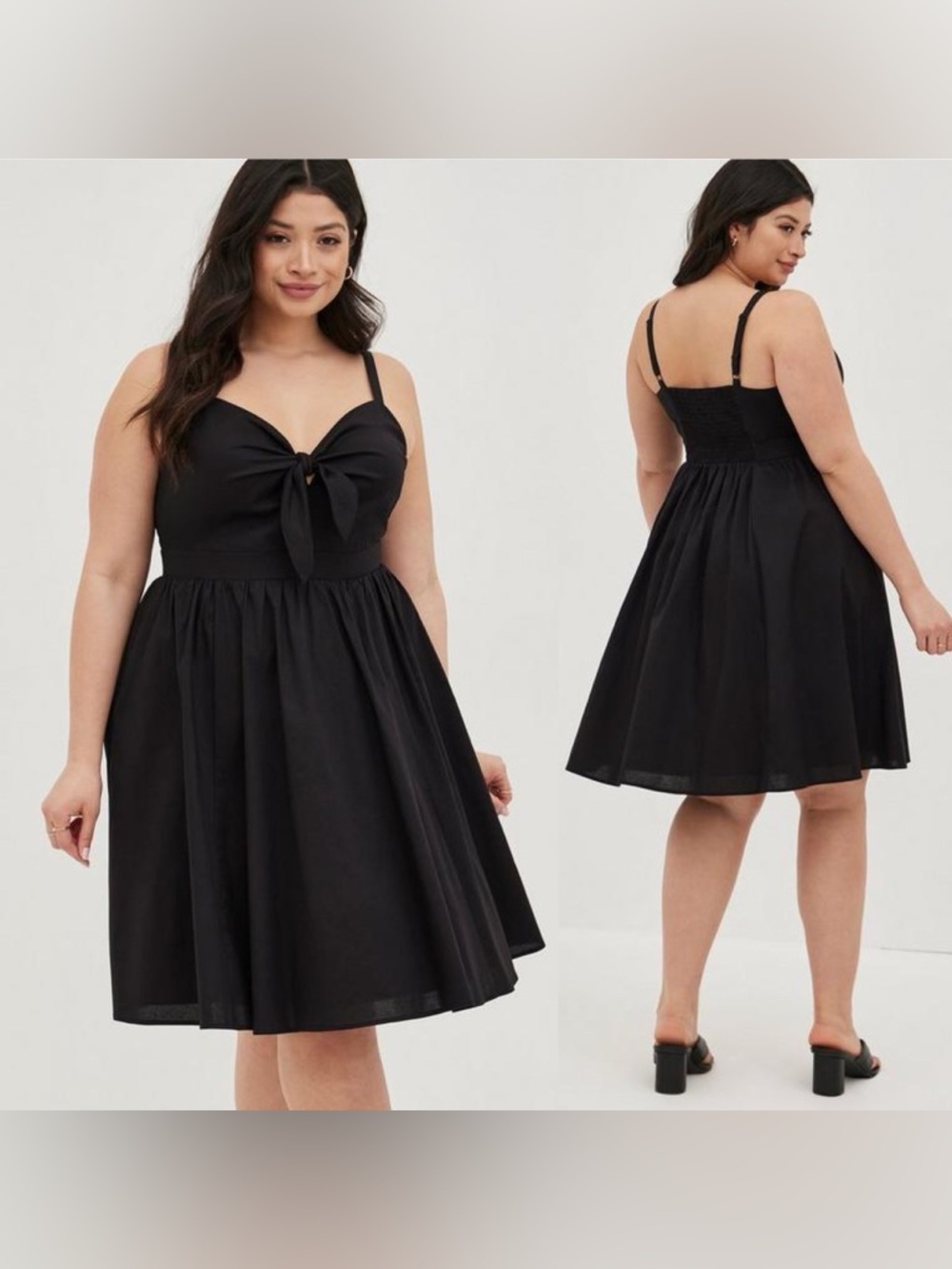 Torrid Black Mini Poplin Tie-Front Skater Dress Women’s 2XL (18-20)